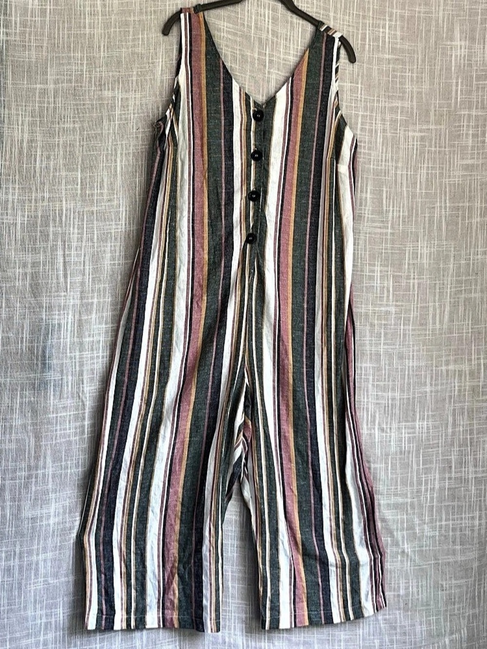 DEPT 222 Striped Linen Blend Jumpsuit Size Medium